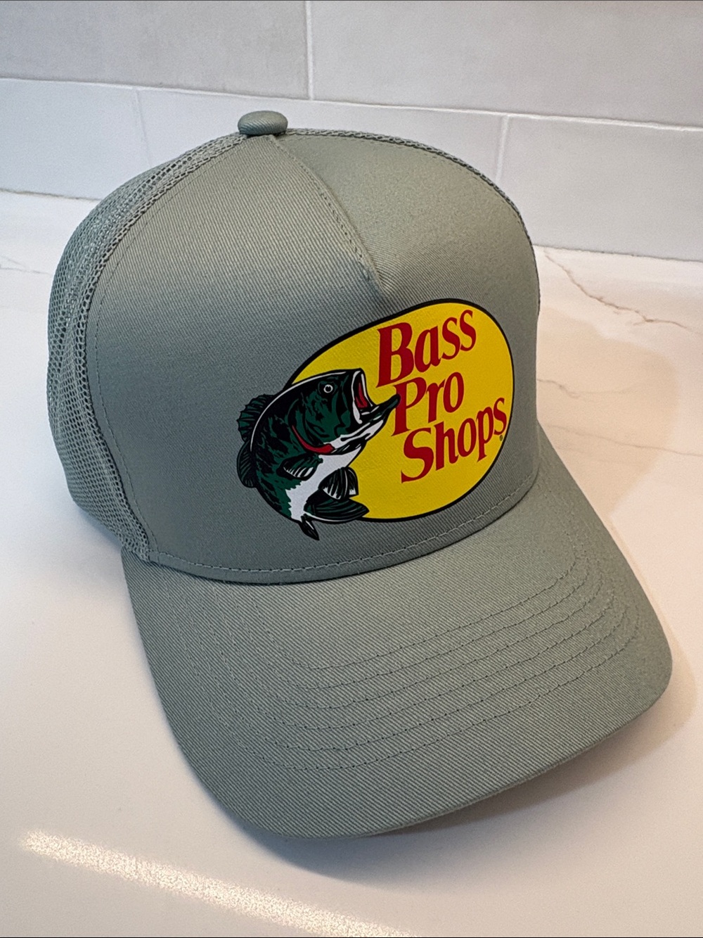 Bass Pro Shops Sage Green Logo Trucker Hat